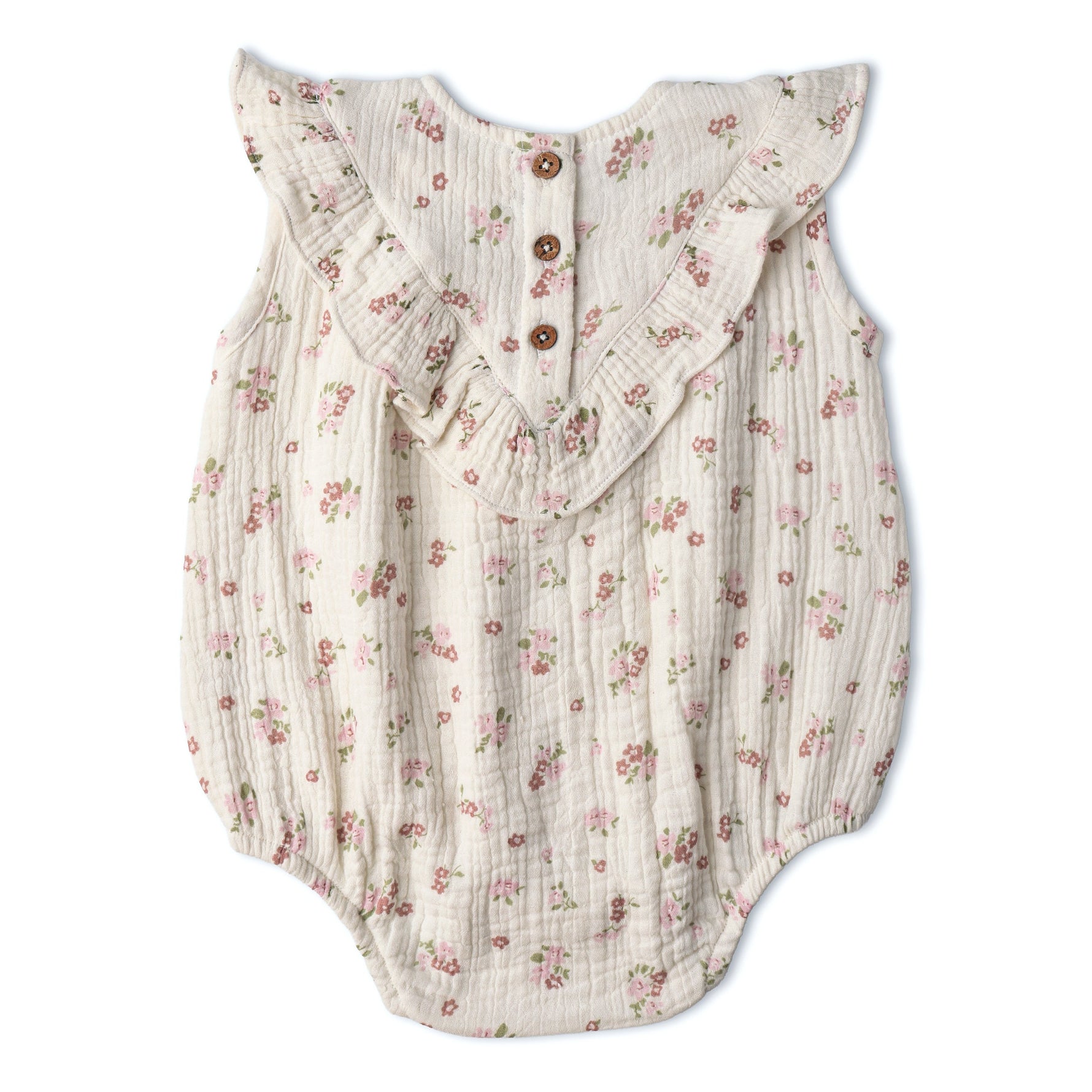 Makemake Organics Makemake Organics Sleeveless Bubble Romper With Ruffles For Babies Breathable Fabric One Piece
