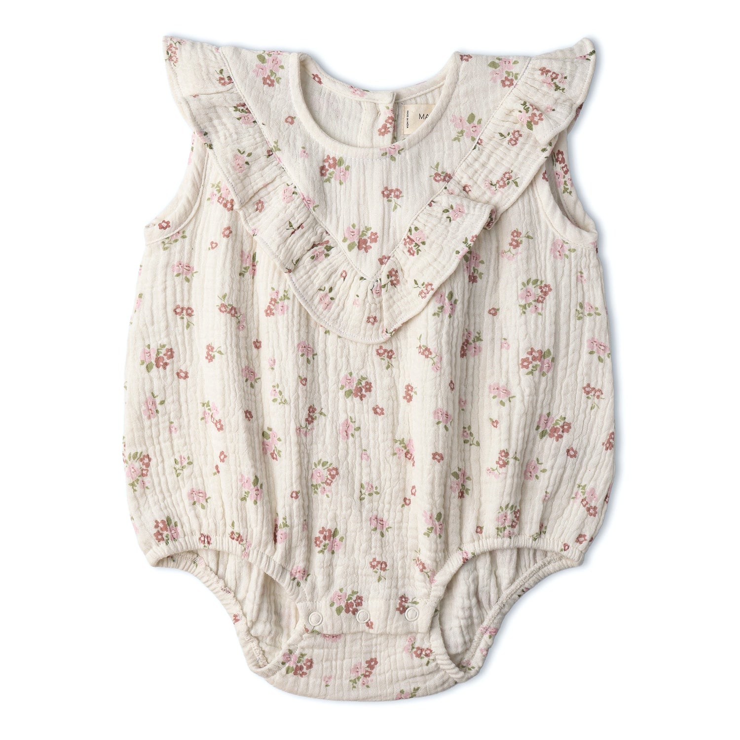 Makemake Organics Makemake Organics Sleeveless Bubble Romper With Ruffles For Babies Breathable Fabric One Piece