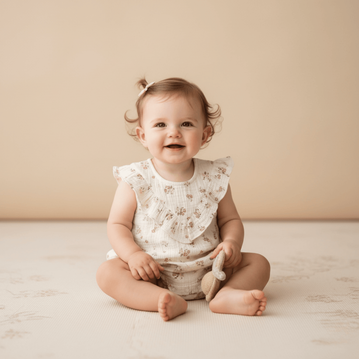 Organic Sleeveless Ruffle Bubble Romper - Blush Floral - Baby & Toddler Clothing, Skin, Child, Pink, Dress | Everetts Place