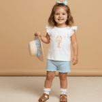 Organic Sleeveless Flutter Top & Shorts Set - Lobster - Sleeve, White, Baby & Toddler Clothing, Pink, Child | Everetts Place