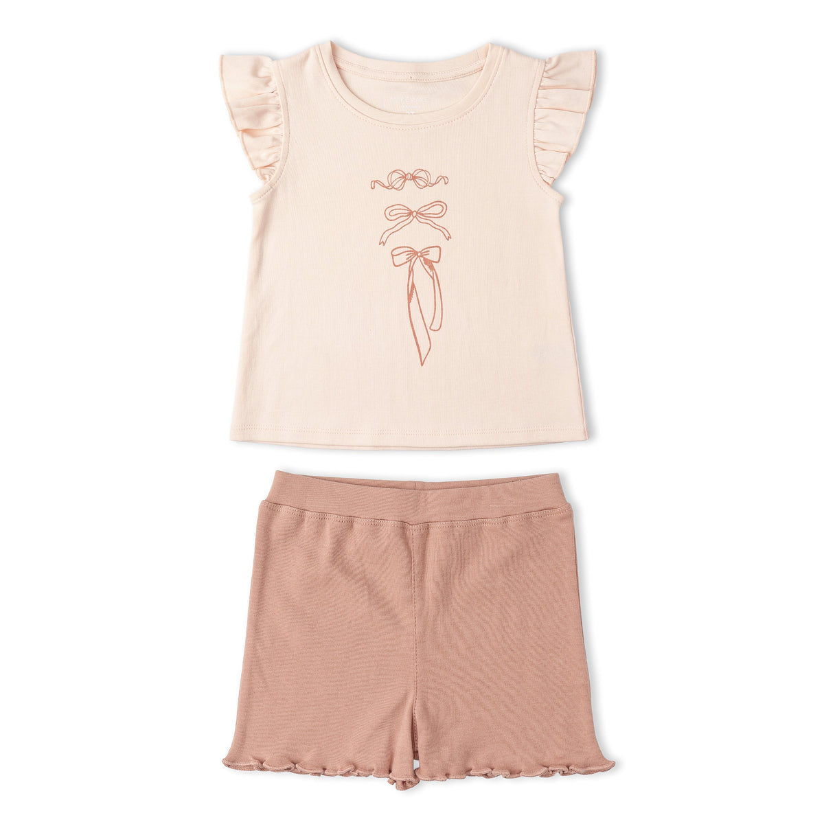 Makemake Organics Makemake Organics Sleeveless Flutter Top And Shorts Set Organic Cotton For Toddlers Bow Print