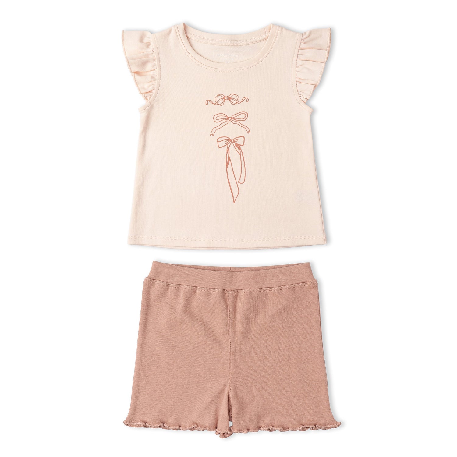 Makemake Organics Makemake Organics Sleeveless Flutter Top And Shorts Set Organic Cotton For Toddlers Bow Print