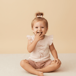 Organic Sleeveless Flutter Top & Shorts Set - Bows - Baby & Toddler Clothing, Pink, Child, Brown hair, Happiness | Everetts Place