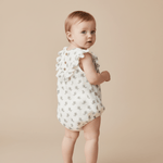 Makemake Organics Makemake Organics Sleeveless Ruffle Bubble Romper With Snap Closures For Babies Soft Breathable Fabric