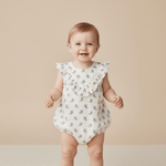 Organic Sleeveless Ruffle Bubble Romper - Poppy - Baby & Toddler Clothing, Sleeve, Collar, Dress, One-piece garment | Everetts Place