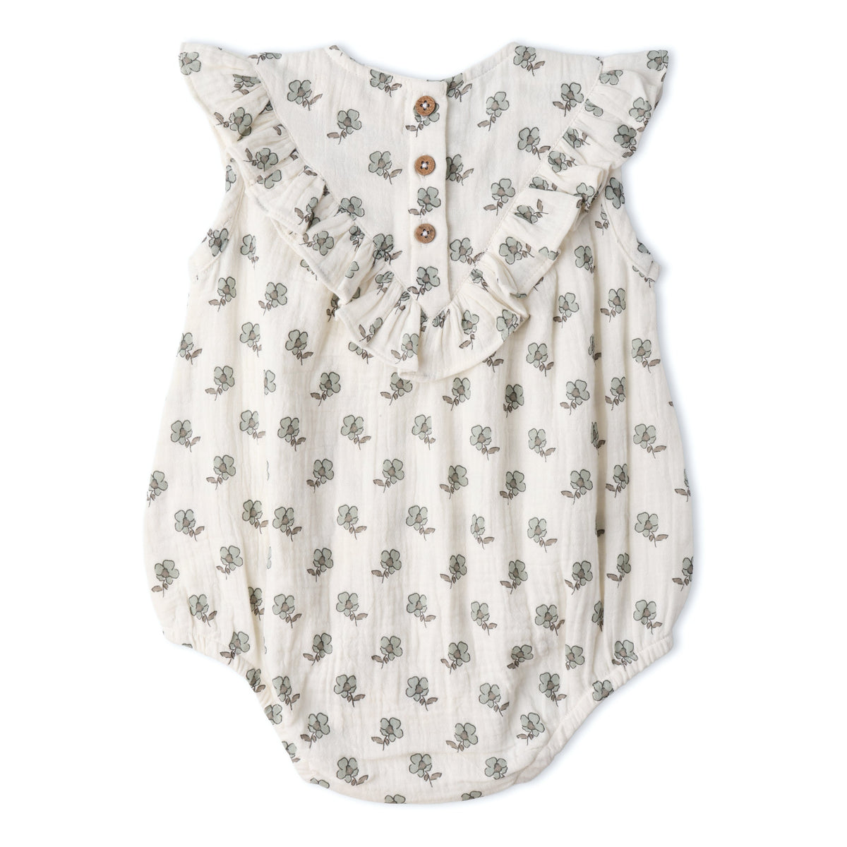 Makemake Organics Makemake Organics Sleeveless Ruffle Bubble Romper With Snap Closures For Babies Soft Breathable Fabric