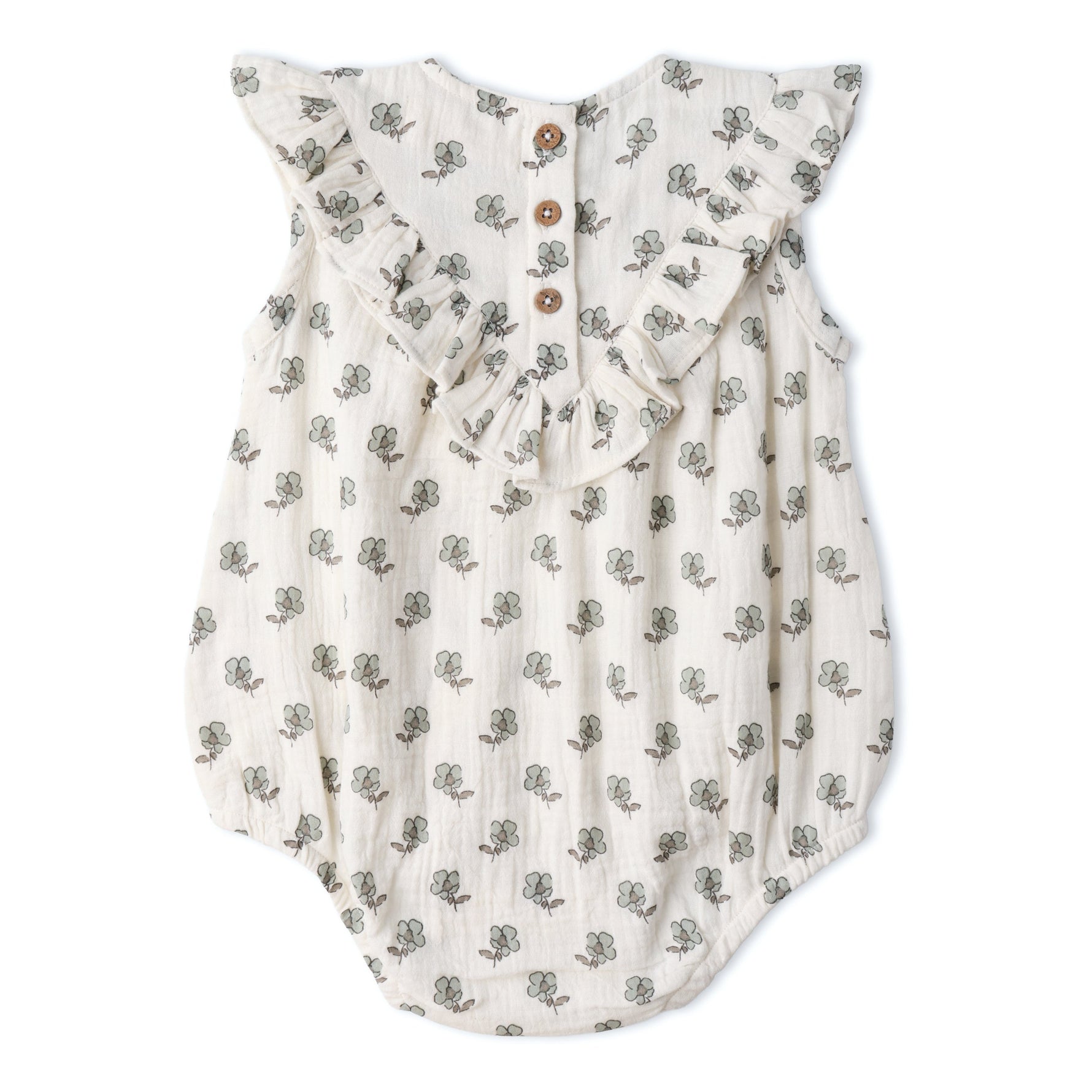 Makemake Organics Makemake Organics Sleeveless Ruffle Bubble Romper With Snap Closures For Babies Soft Breathable Fabric
