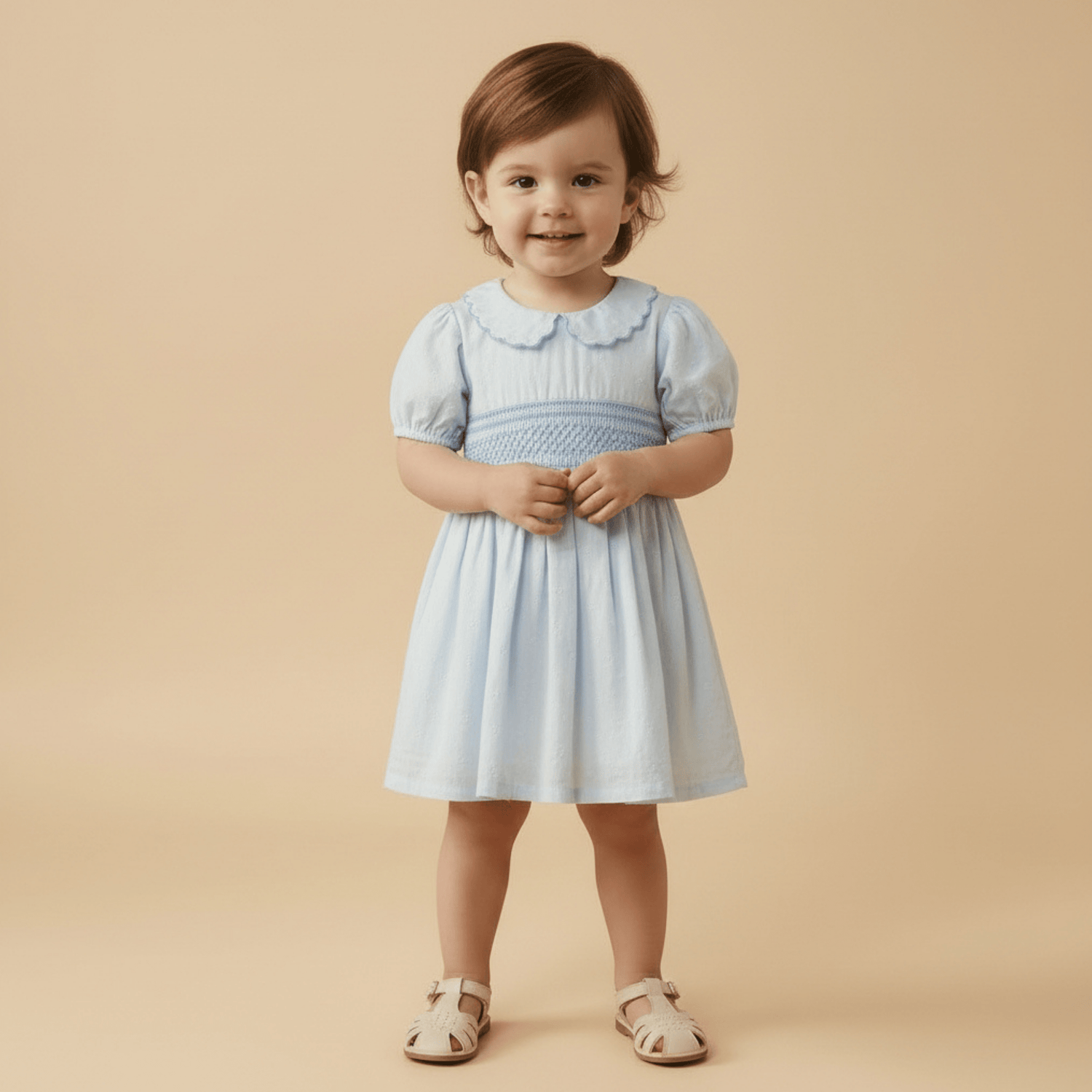 Makemake Organics Makemake Organics Smocked Collar Baby Dress