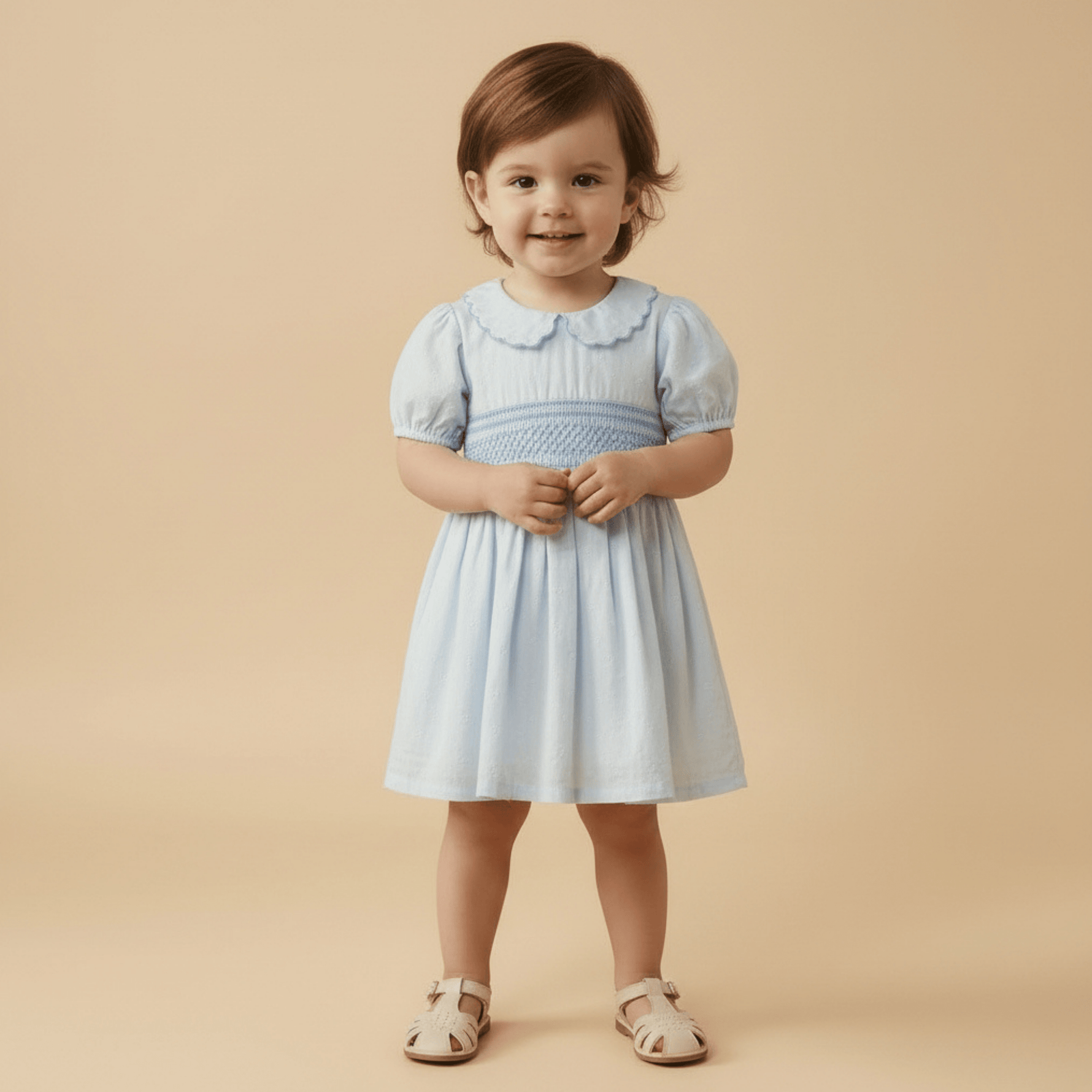 Makemake Organics Makemake Organics Smocked Collar Baby Dress