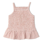 Makemake Organics Makemake Organics Smocked Top And Bloomer Set In Airy Organic Seersucker For Babies
