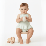 Makemake Organics Makemake Organics Smocked Top And Bloomer Set In Airy Seersucker For Babies Lightweight Two Piece Outfit