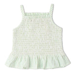 Makemake Organics Makemake Organics Smocked Top And Bloomer Set In Airy Seersucker For Babies Lightweight Two Piece Outfit
