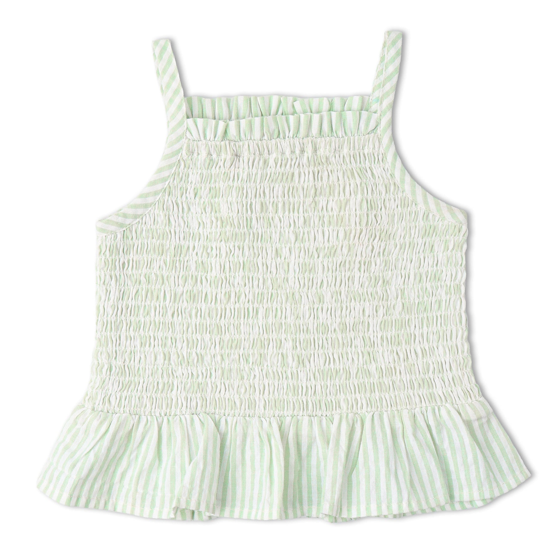 Makemake Organics Makemake Organics Smocked Top And Bloomer Set In Airy Seersucker For Babies Lightweight Two Piece Outfit