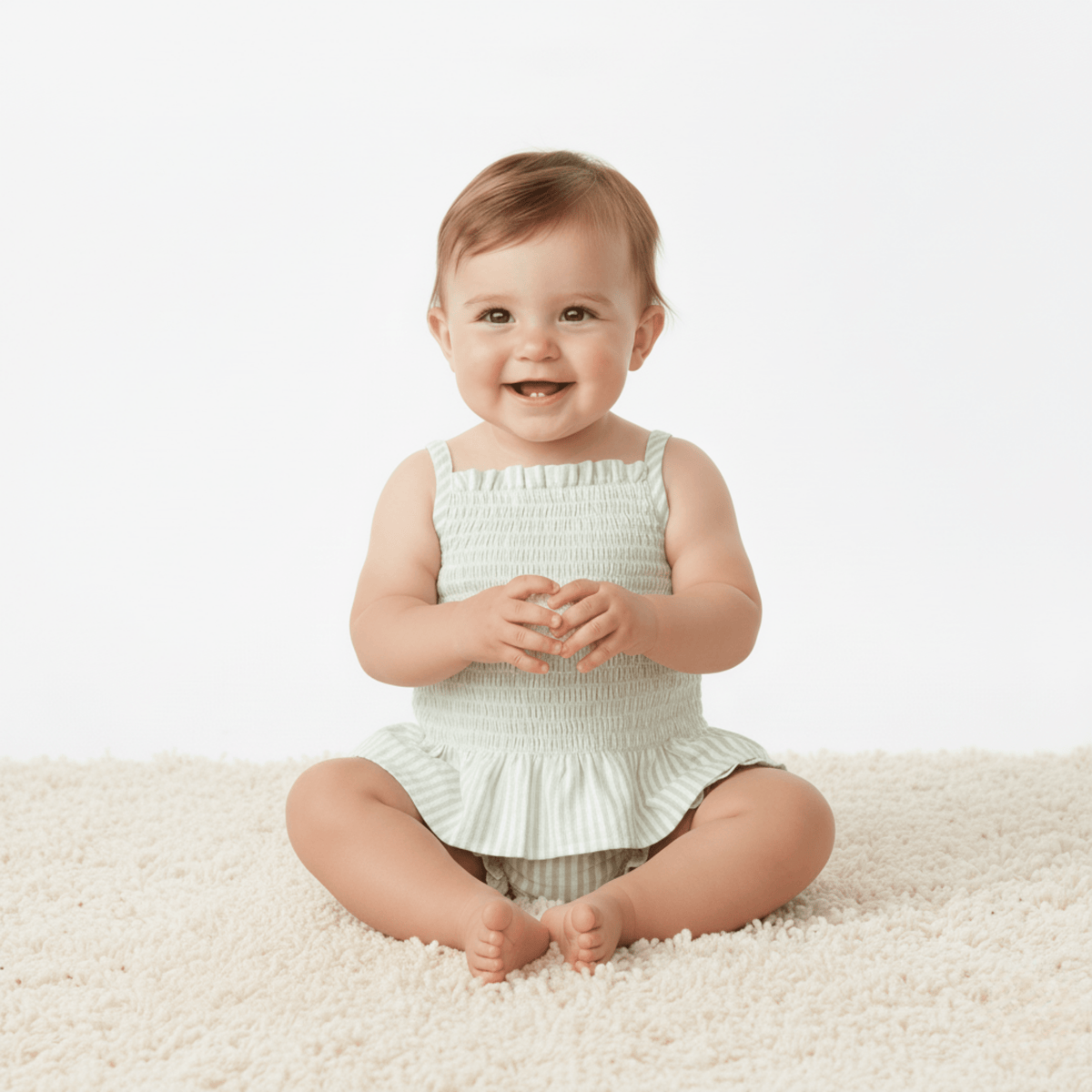 Organic Smocked Top And Bloomer Set - Basil Stripes - Baby & Toddler Clothing, Dress, Child, Pink, Toddler | Everetts Place