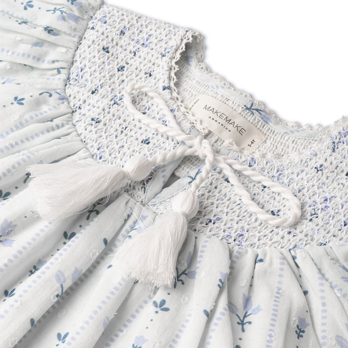 Makemake Organics Makemake Organics Smocked Top And Shorts Set Organic Cotton Dobby Weave For Toddlers