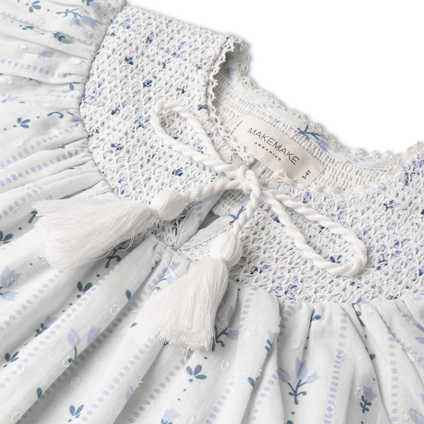Makemake Organics Makemake Organics Smocked Top And Shorts Set Organic Cotton Dobby Weave For Toddlers