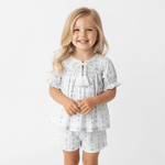Makemake Organics Makemake Organics Smocked Top And Shorts Set Organic Cotton Dobby Weave For Toddlers