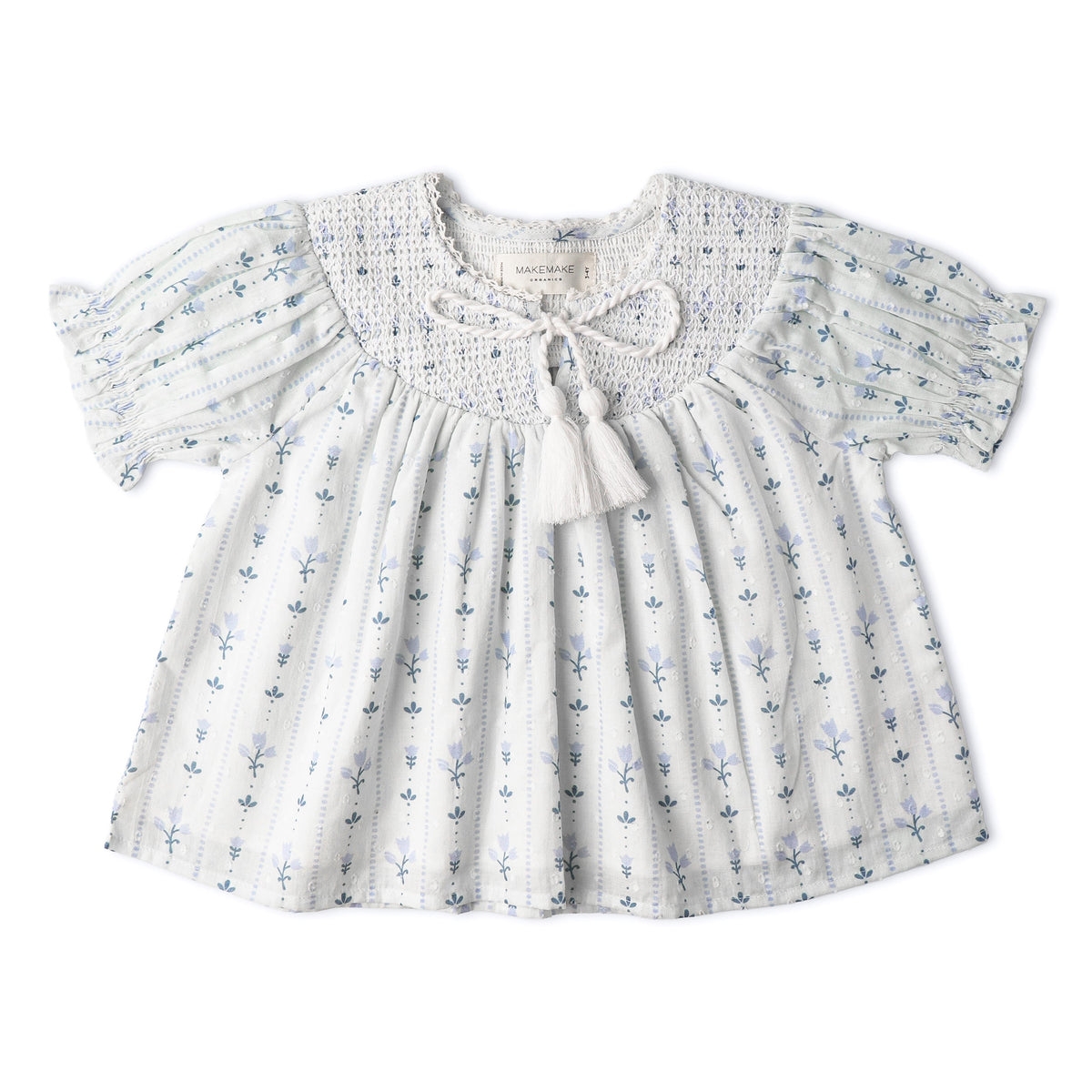 Makemake Organics Makemake Organics Smocked Top And Shorts Set Organic Cotton Dobby Weave For Toddlers