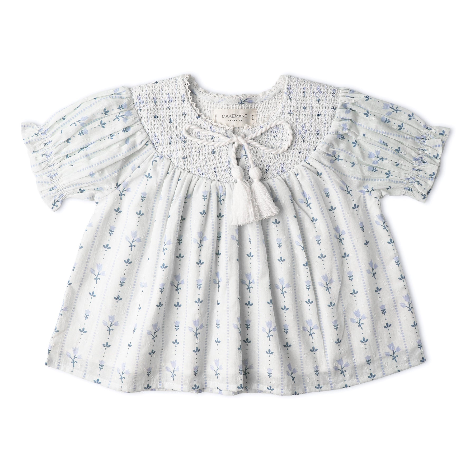 Makemake Organics Makemake Organics Smocked Top And Shorts Set Organic Cotton Dobby Weave For Toddlers