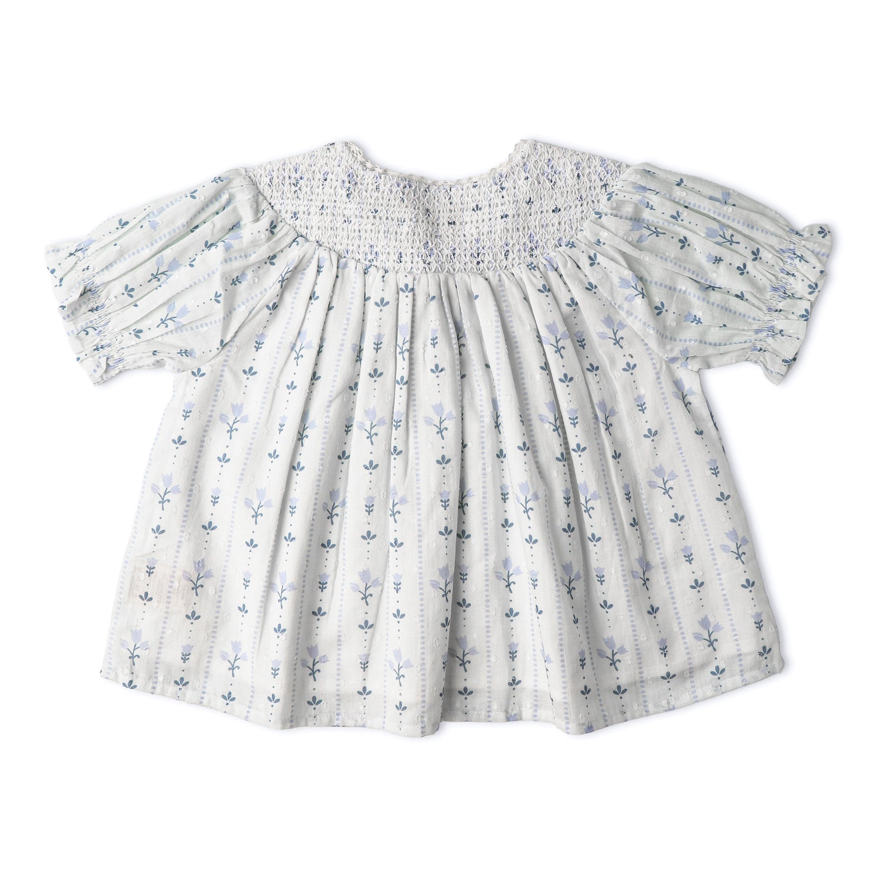 Makemake Organics Makemake Organics Smocked Top And Shorts Set Organic Cotton Dobby Weave For Toddlers