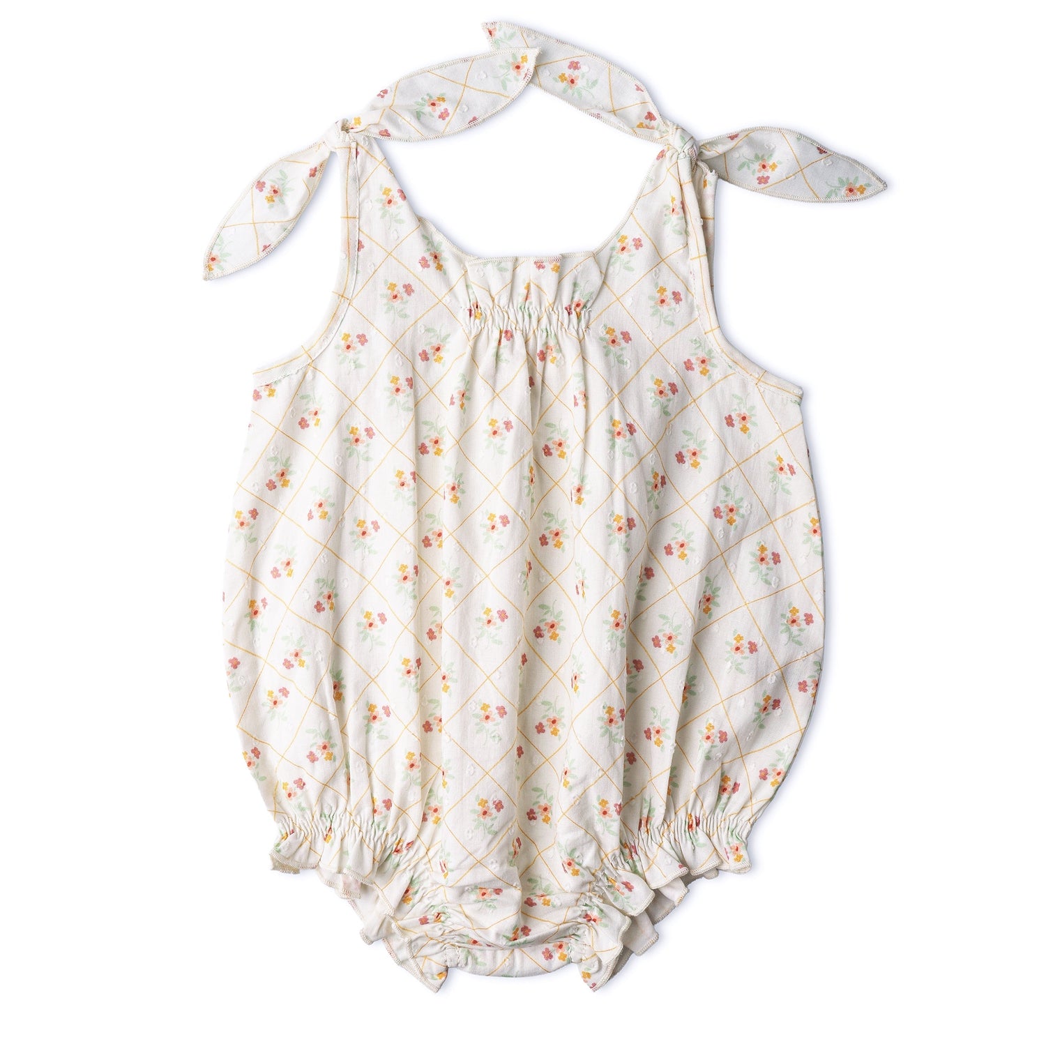Makemake Organics Makemake Organics Soft Organic Cotton Bubble Romper Toddlers Adjustable Tie Shoulder Straps