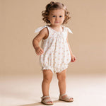 Makemake Organics Makemake Organics Soft Organic Cotton Bubble Romper Toddlers Adjustable Tie Shoulder Straps