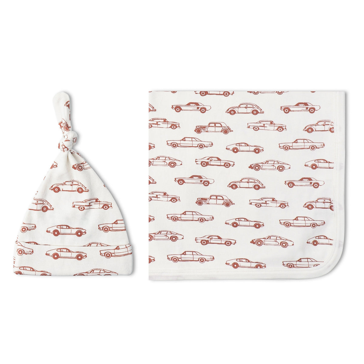 Makemake Organics Makemake Organics Swaddle Blanket Set Organic Cotton Interlock For Babies With Car Illustrations
