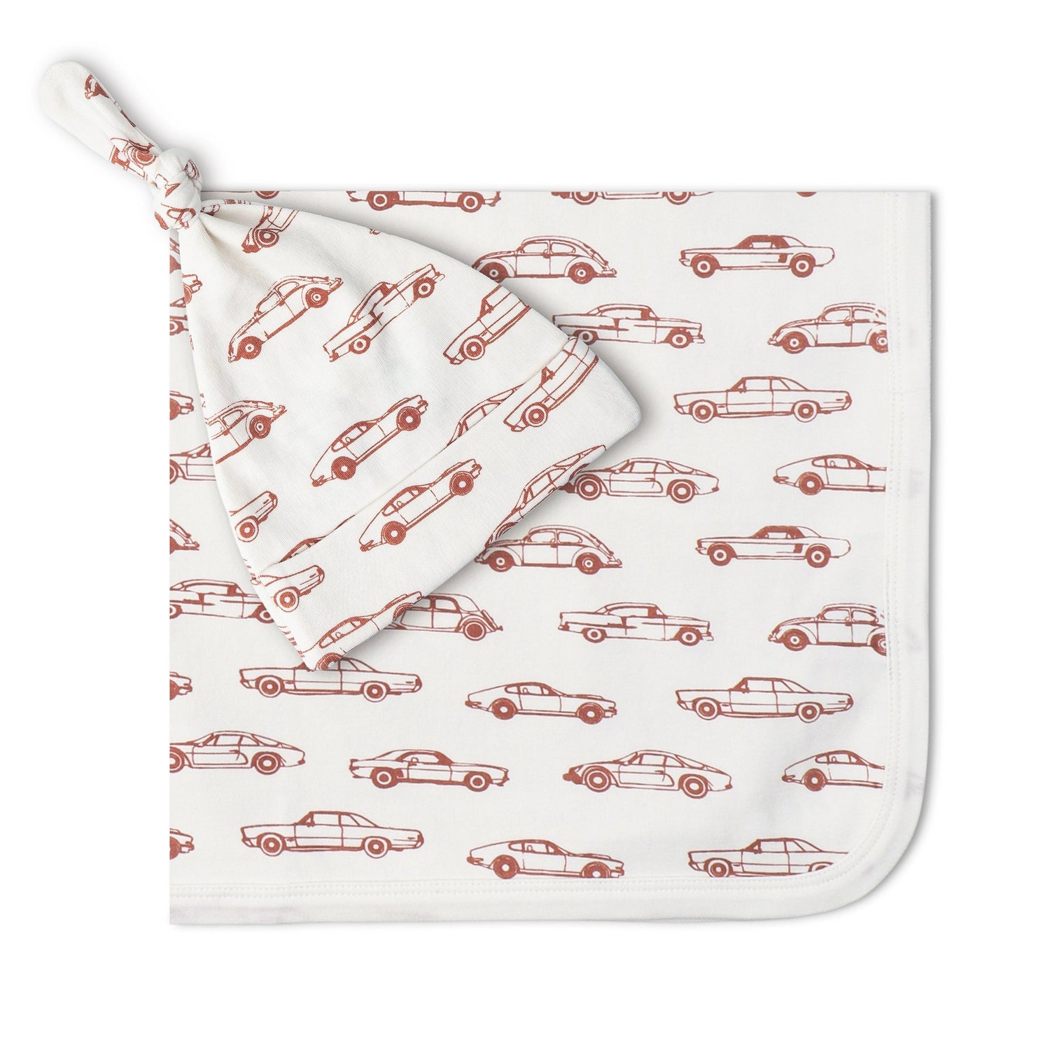 Makemake Organics Makemake Organics Swaddle Blanket Set Organic Cotton Interlock For Babies With Car Illustrations