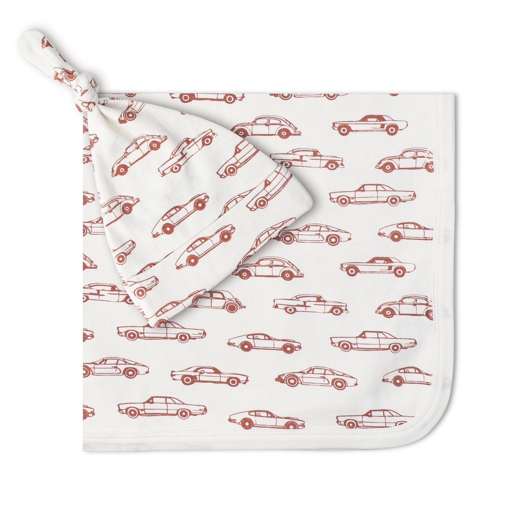 Makemake Organics Makemake Organics Swaddle Blanket Set Organic Cotton Interlock For Babies With Car Illustrations
