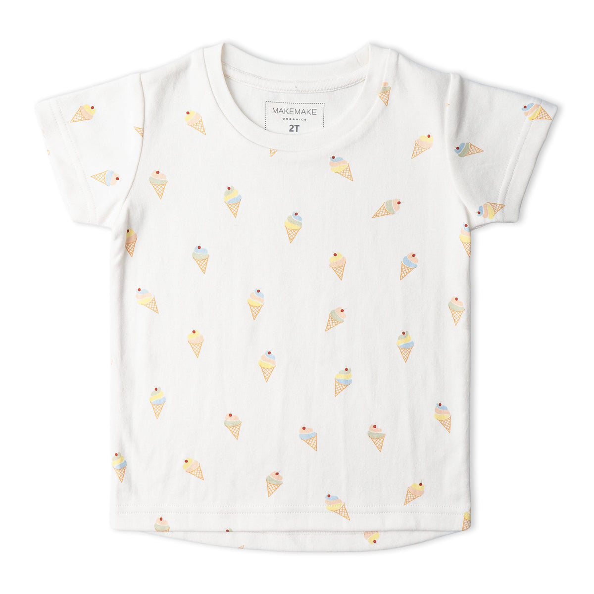 Makemake Organics Makemake Organics Tee And Shorts Set Ice Cream Print For Babies And Toddlers Soft Breathable Interlock Fabric