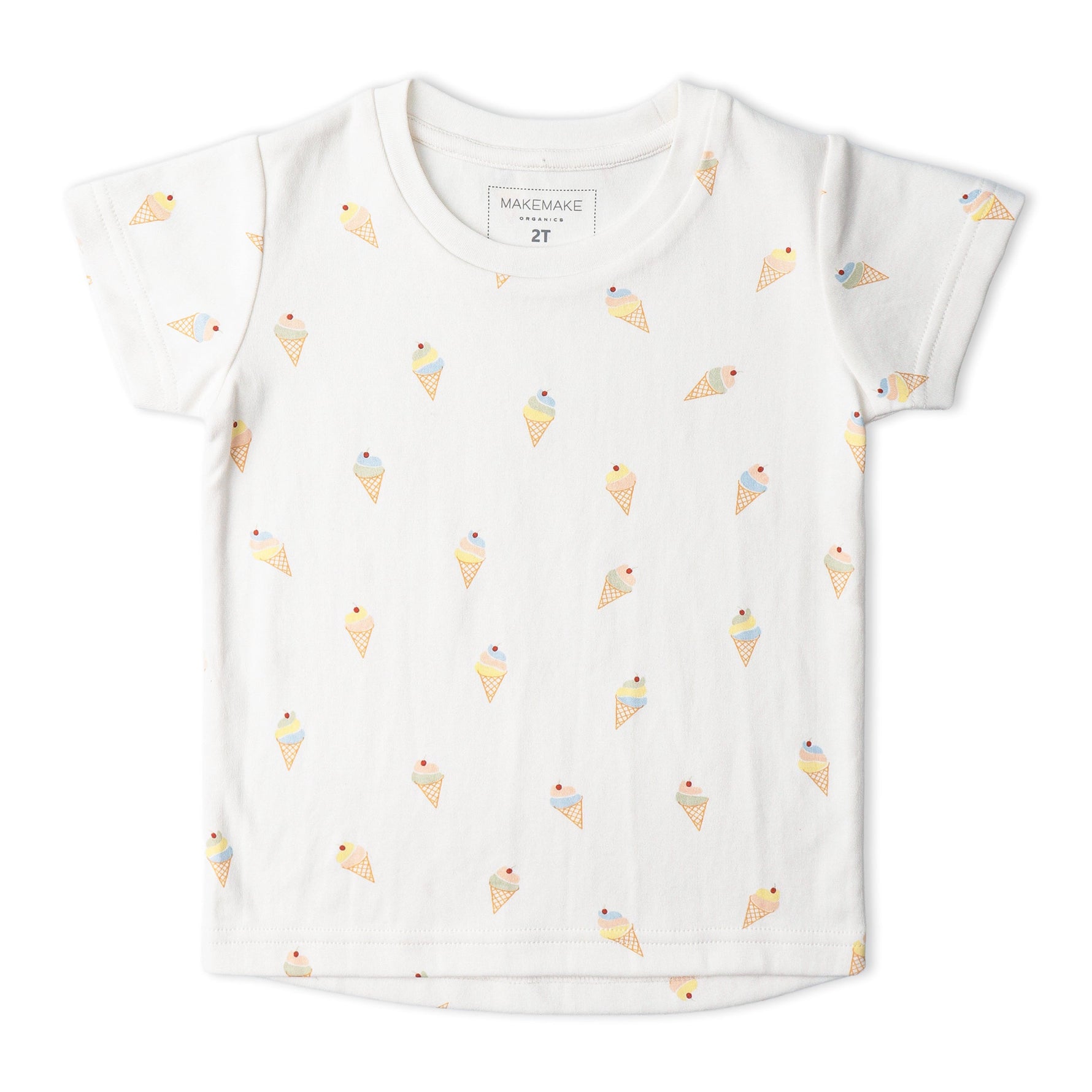 Makemake Organics Makemake Organics Tee And Shorts Set Ice Cream Print For Babies And Toddlers Soft Breathable Interlock Fabric