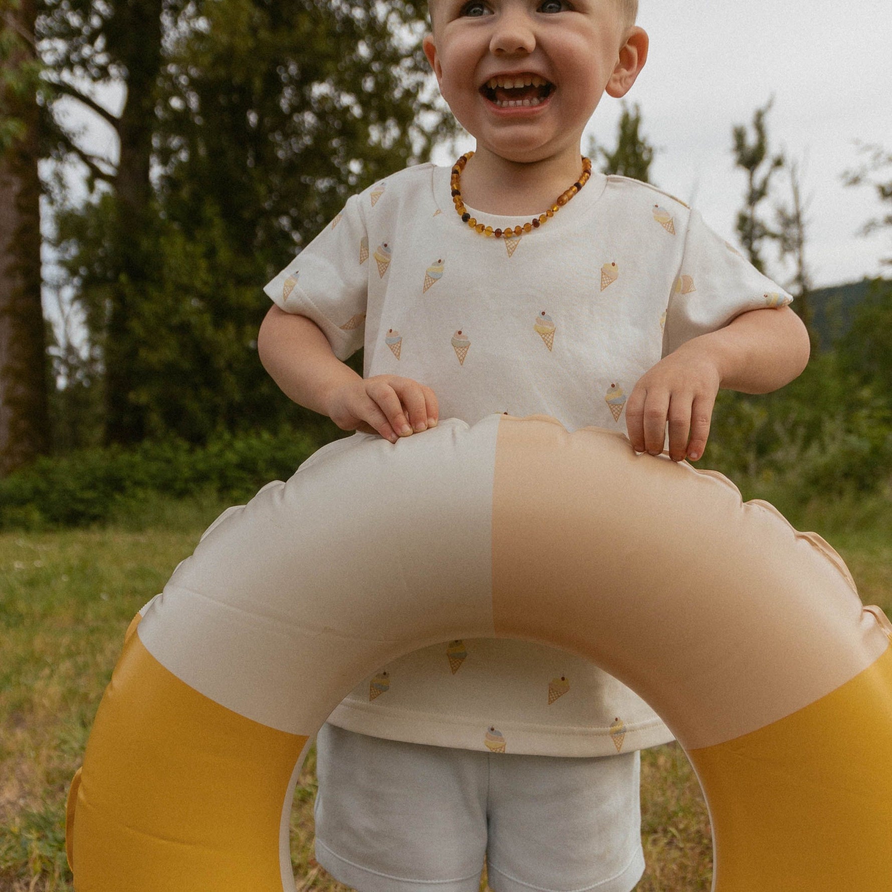 Organic Tee & Shorts Set - Ice Cream - Child, Inflatable, Blond, Toddler, Lifebuoy | Everetts Place