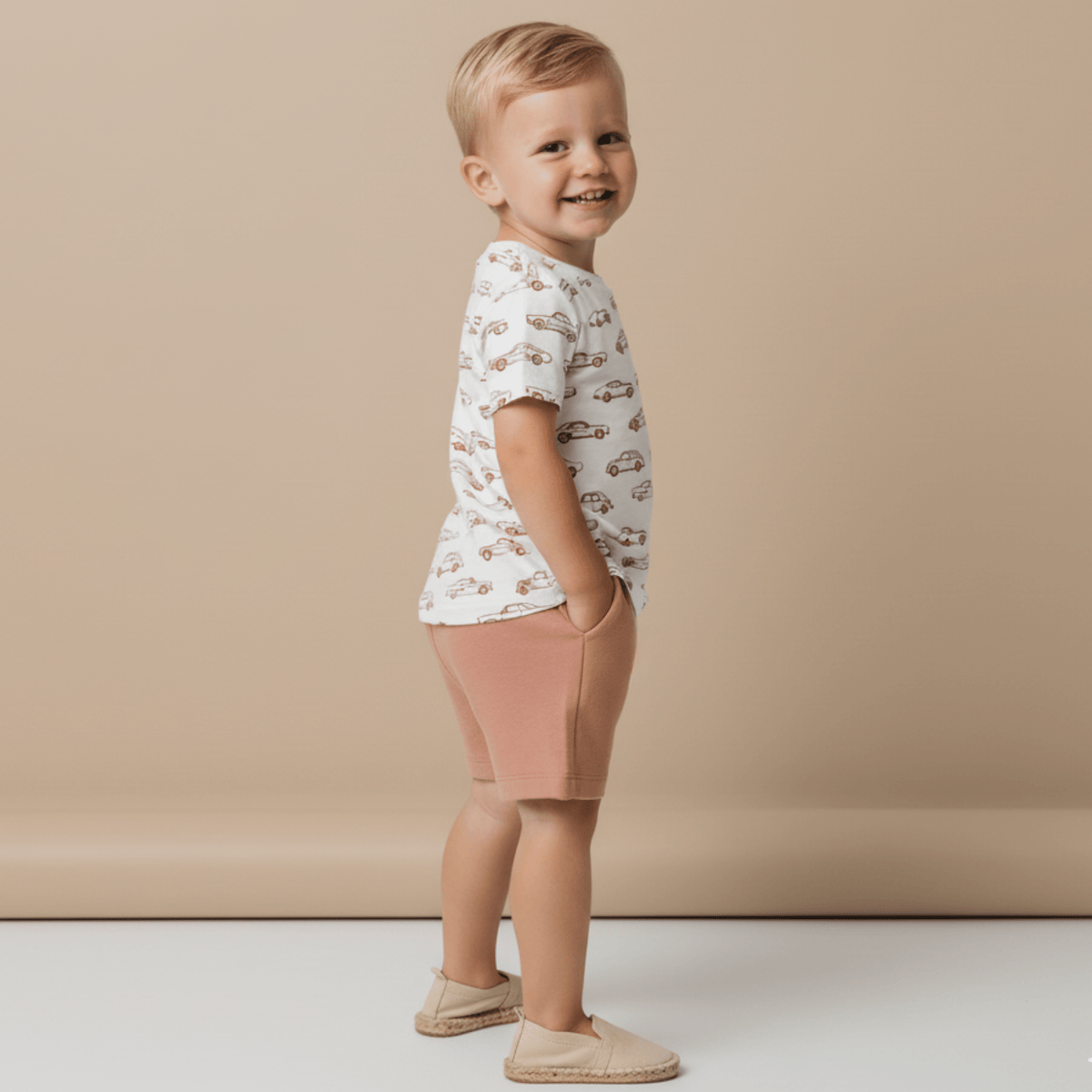 Makemake Organics Makemake Organics Tee And Shorts Set With Cars Print For Babies And Toddlers Organic Cotton