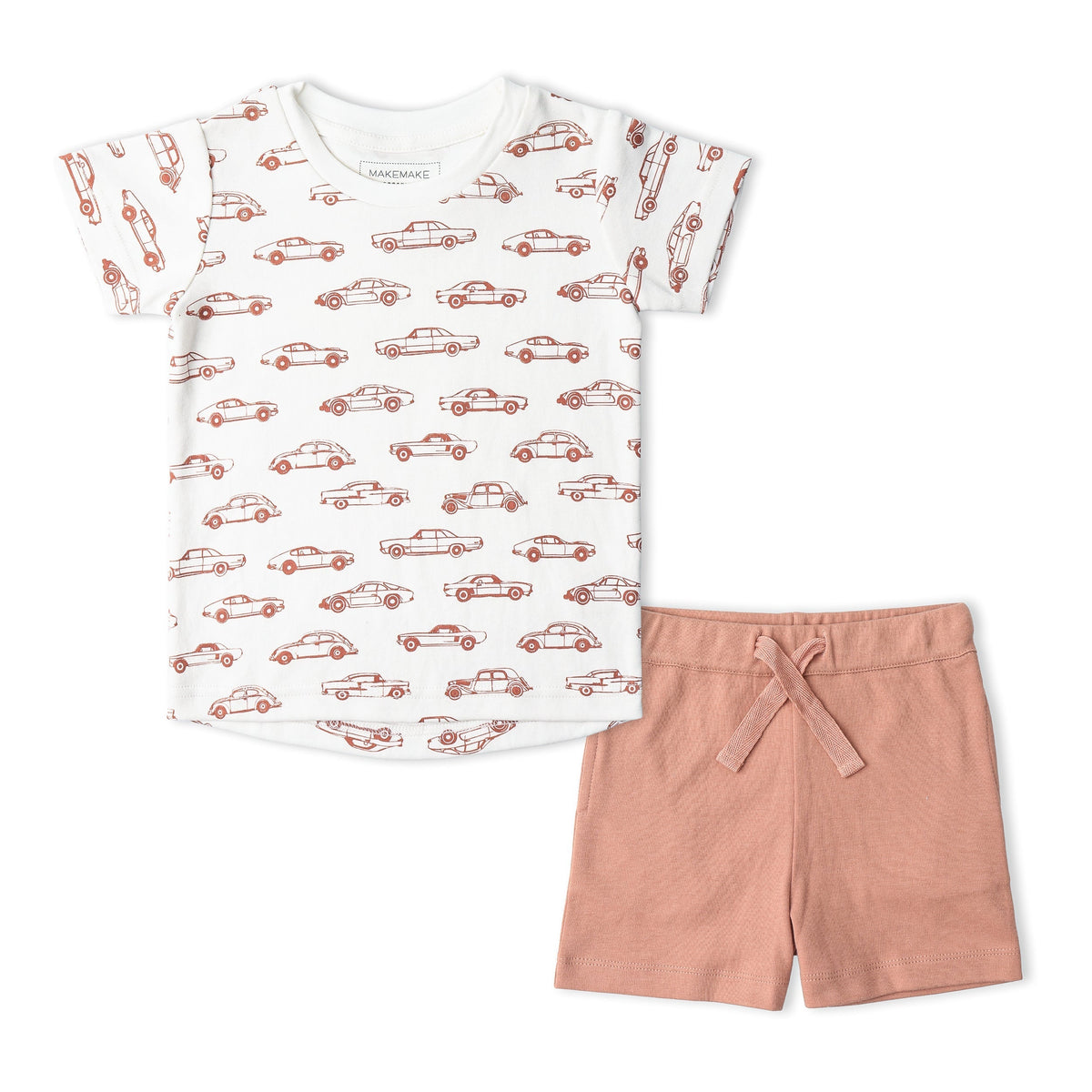 Makemake Organics Makemake Organics Tee And Shorts Set With Cars Print For Babies And Toddlers Organic Cotton