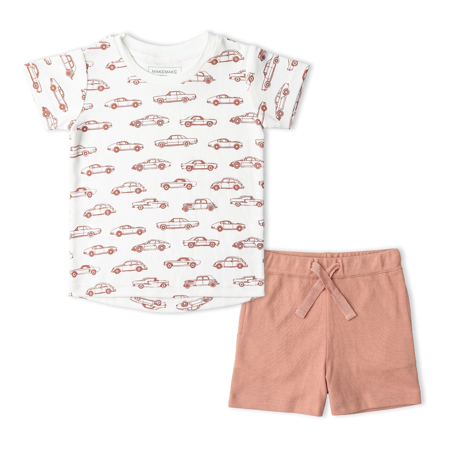 Makemake Organics Makemake Organics Tee And Shorts Set With Cars Print For Babies And Toddlers Organic Cotton