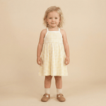 Organic Tie-Back Strap Dress - Dotty Gingham - Baby & Toddler Clothing, One-piece garment, Day Dress, Child, Blond | Everetts Place