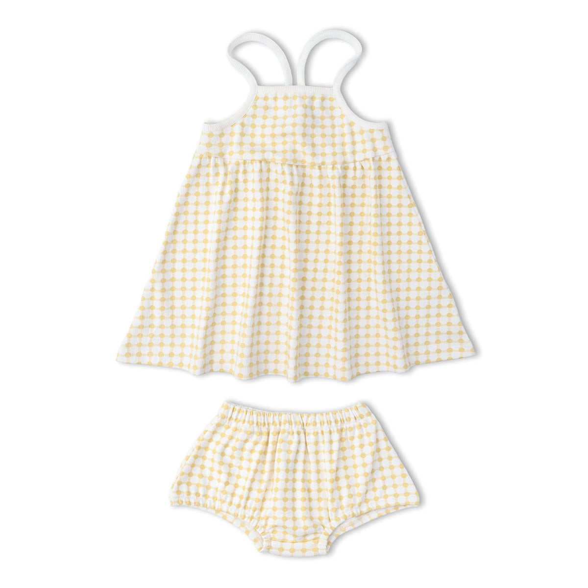 Makemake Organics Makemake Organics Tie Back Strap Dress For Baby Girls With Adjustable Straps Soft Breathable Fabric
