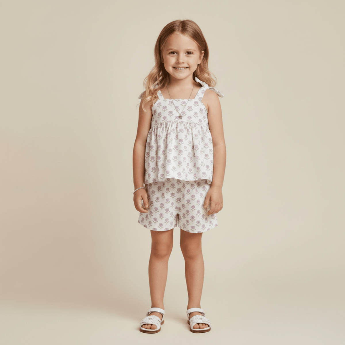 Makemake Organics Makemake Organics Tie Up Top And Shorts Set Organic Baby And Toddler Outfit For Sunny Days