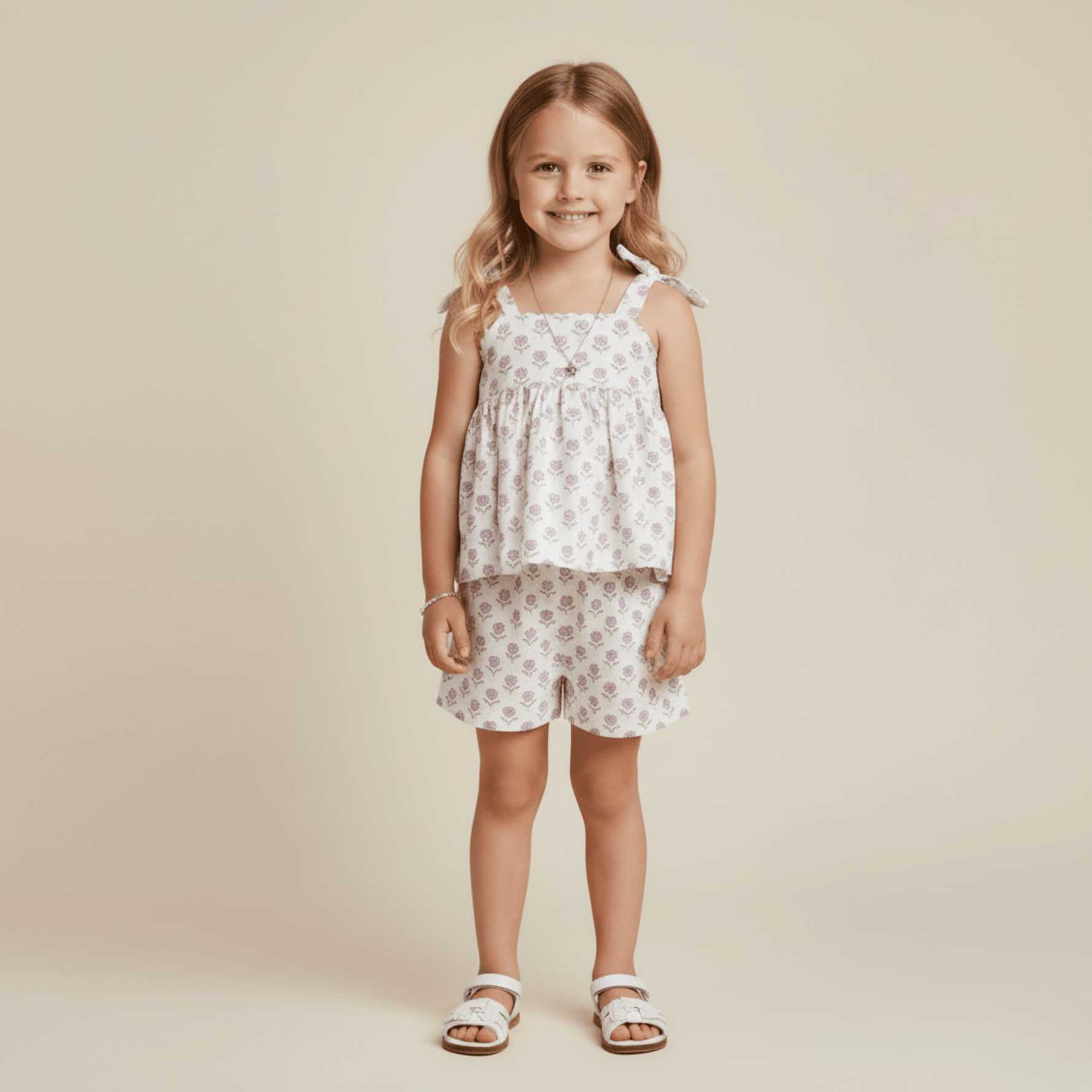 Makemake Organics Makemake Organics Tie Up Top And Shorts Set Organic Baby And Toddler Outfit For Sunny Days