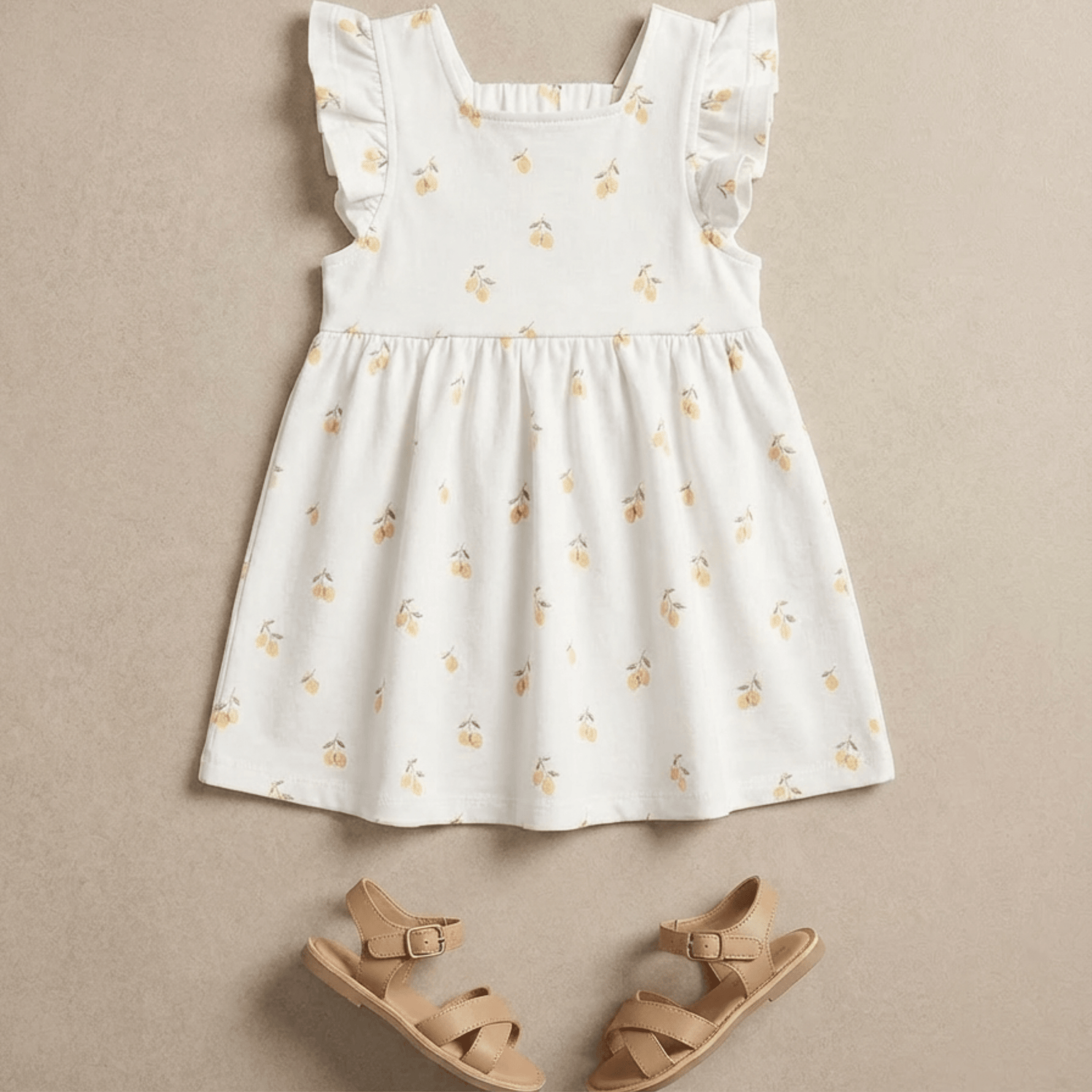 Makemake Organics Makemake Organics Toddler Dress Breathable Organic Interlock Cutout Back Lemons Print