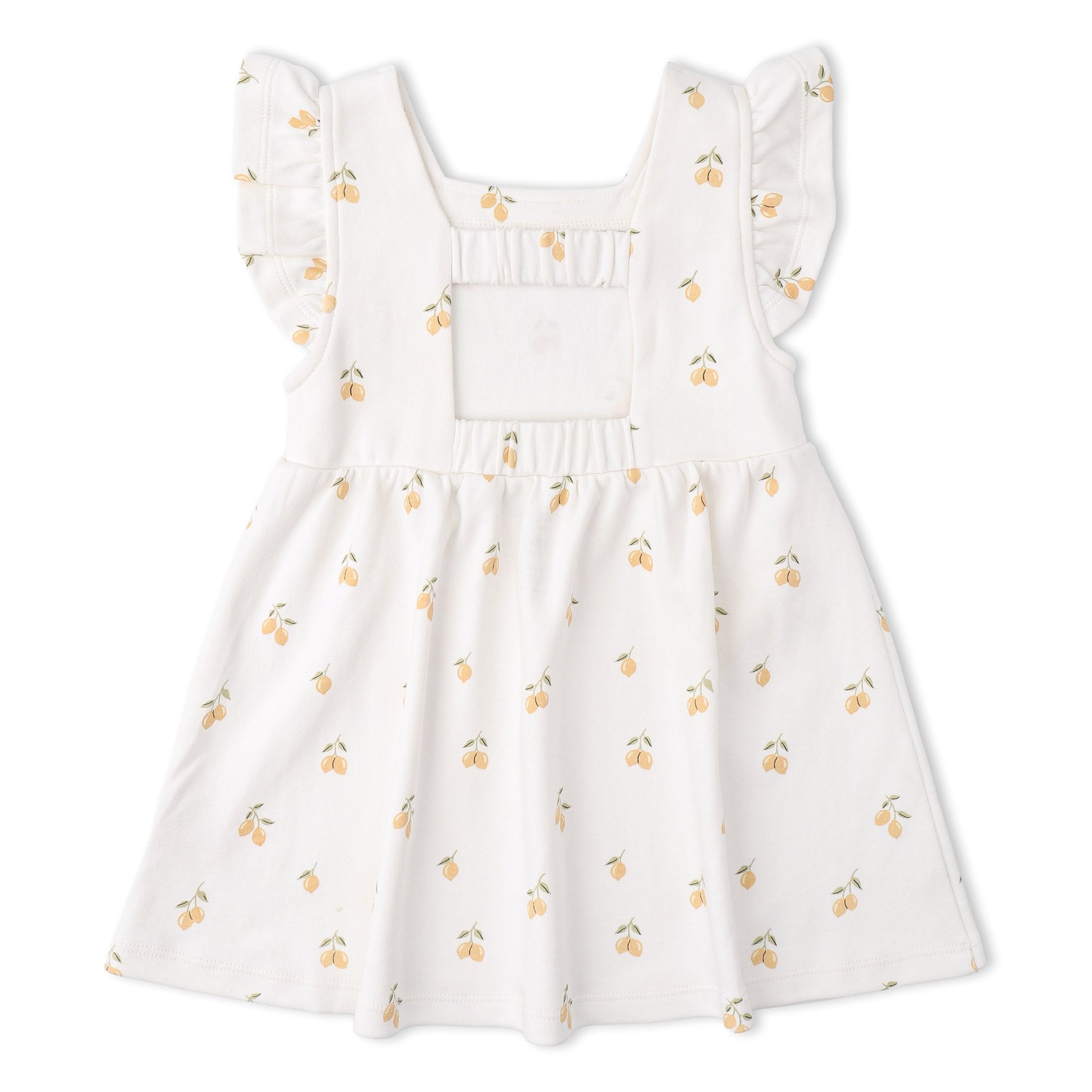 Makemake Organics Makemake Organics Toddler Dress Breathable Organic Interlock Cutout Back Lemons Print