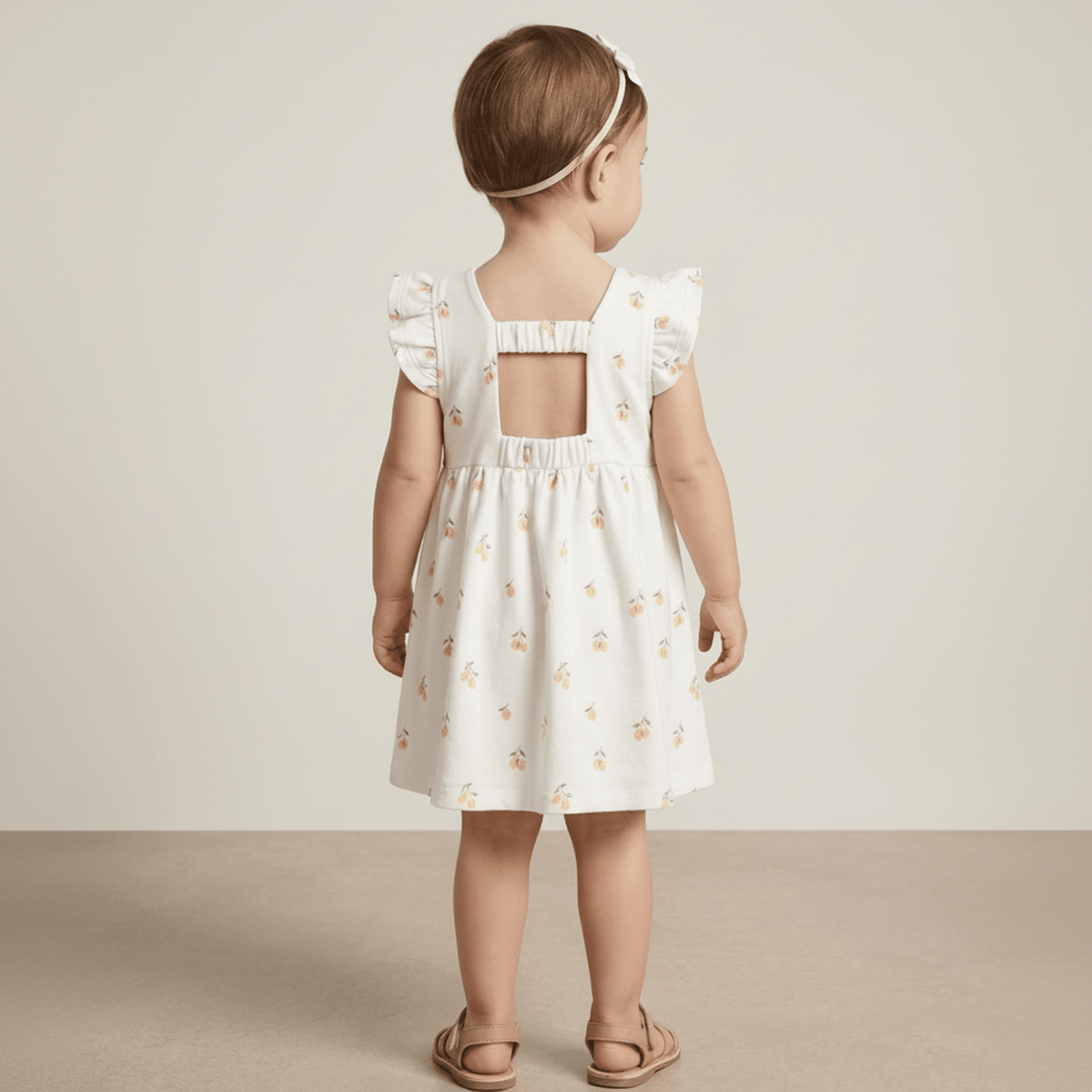 Makemake Organics Makemake Organics Toddler Dress Breathable Organic Interlock Cutout Back Lemons Print