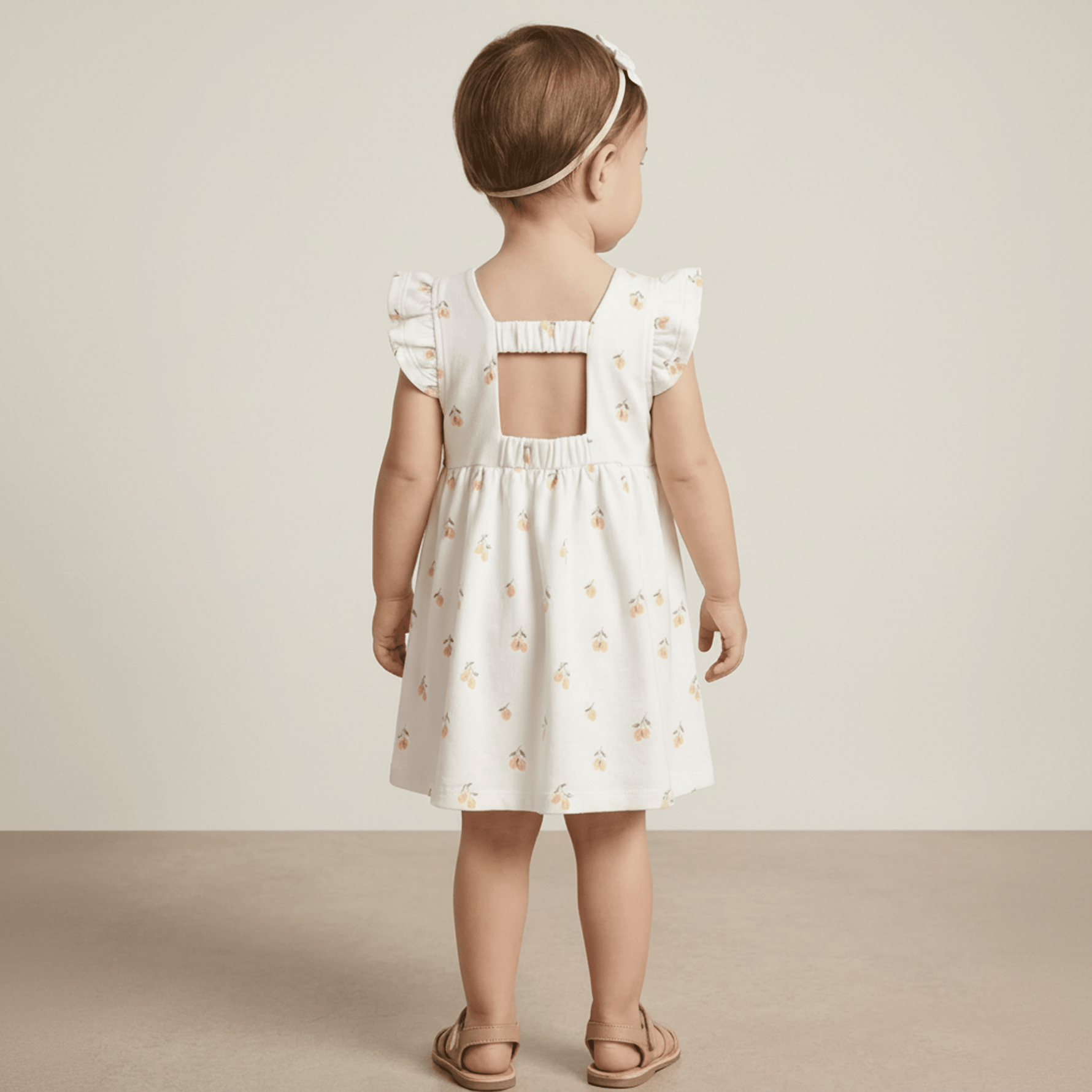 Makemake Organics Makemake Organics Toddler Dress Breathable Organic Interlock Cutout Back Lemons Print