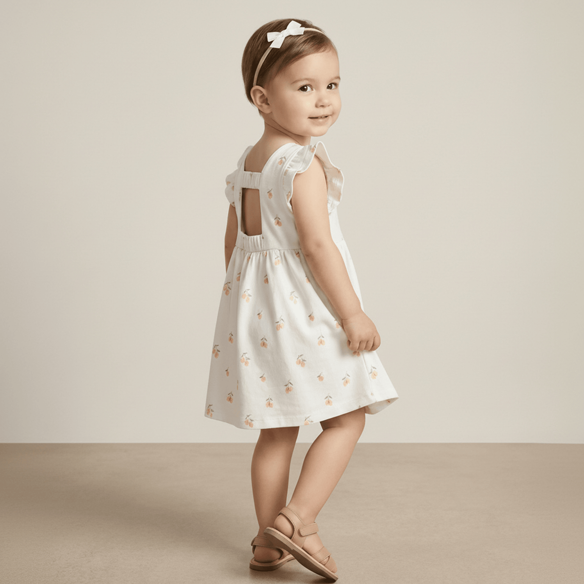 Organic Cutout Back Dress - Lemons - Day Dress, One-piece garment, Dress, Baby & Toddler Clothing, Ruffle | Everetts Place