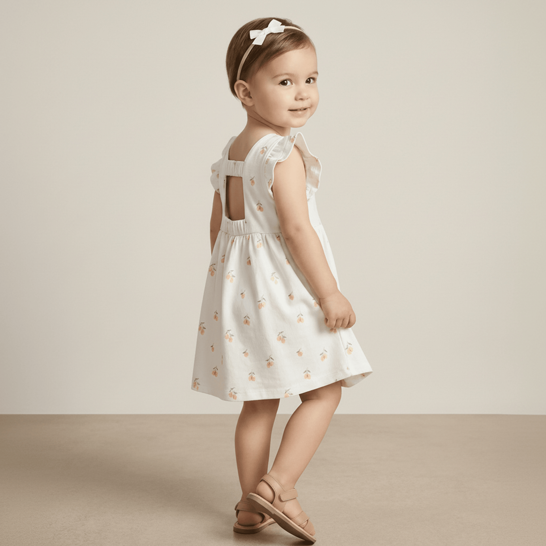 Organic Cutout Back Dress - Lemons - Day Dress, One-piece garment, Dress, Baby & Toddler Clothing, Ruffle | Everetts Place