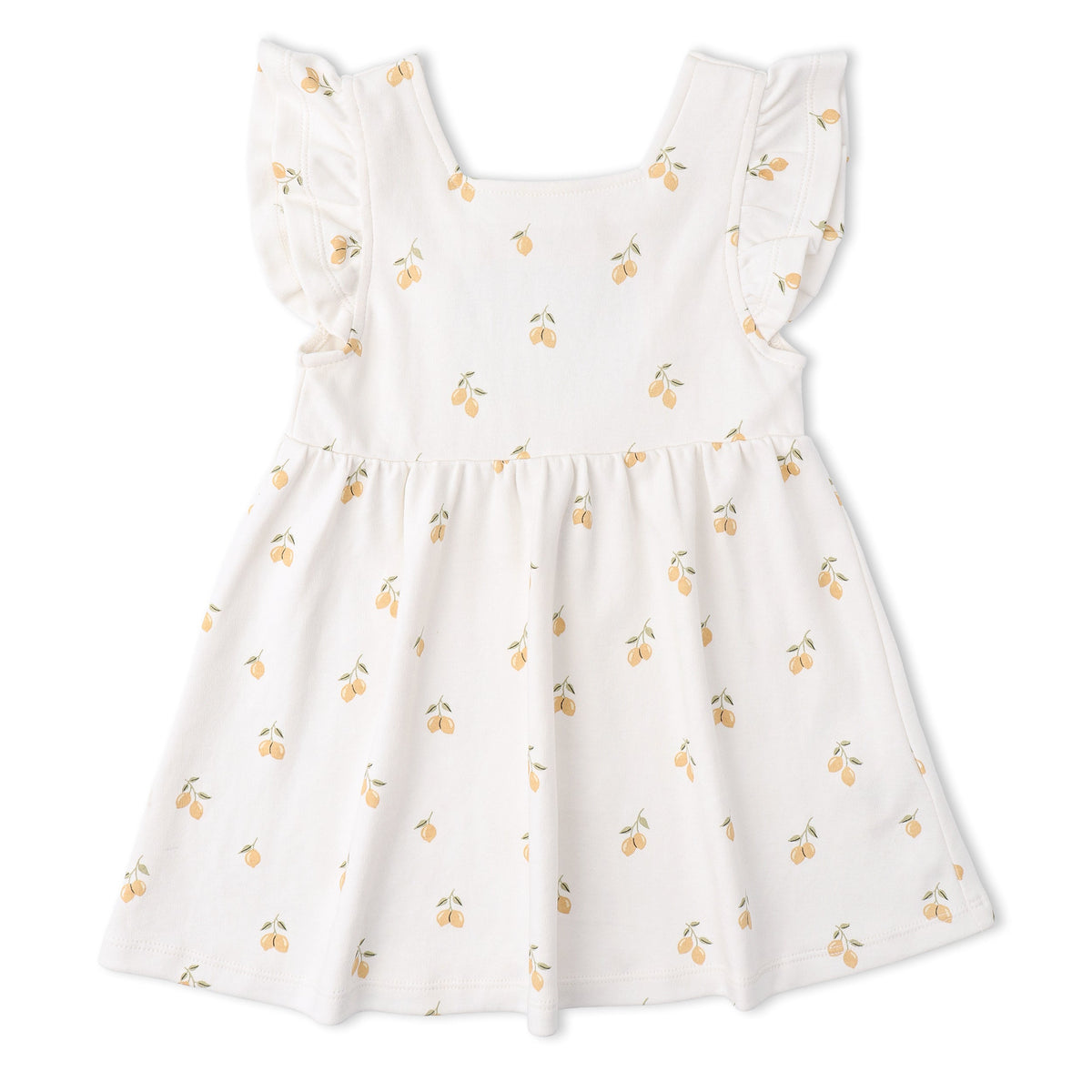 Makemake Organics Makemake Organics Toddler Dress Breathable Organic Interlock Cutout Back Lemons Print
