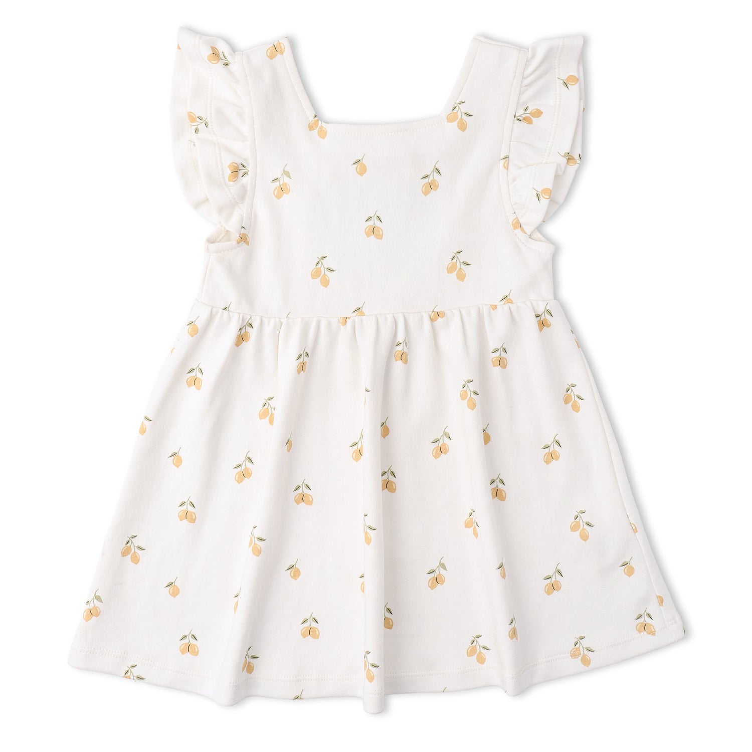 Makemake Organics Makemake Organics Toddler Dress Breathable Organic Interlock Cutout Back Lemons Print