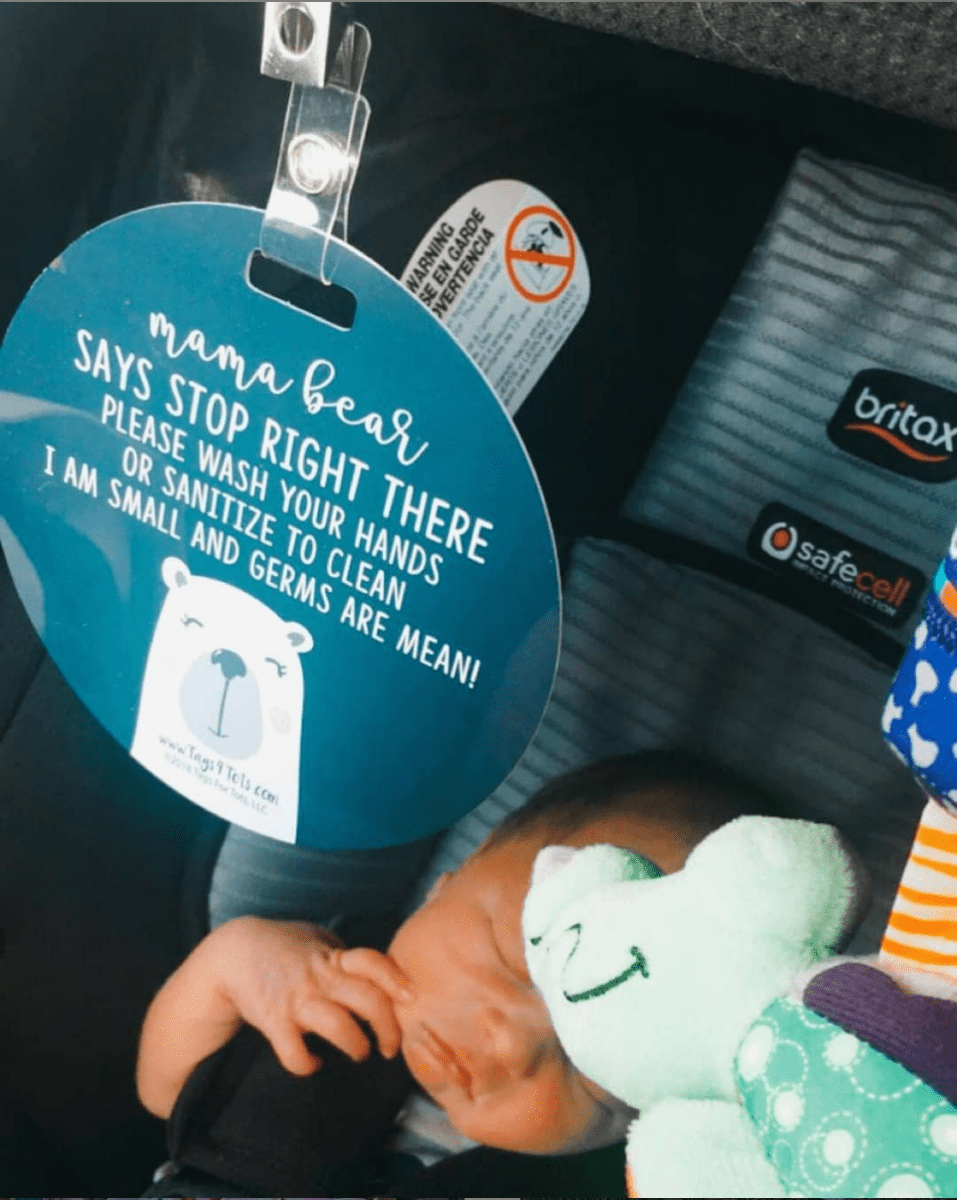 Three Little Tots Mama Bear Please Don't Touch My Baby Car Seat Sign Tag - 