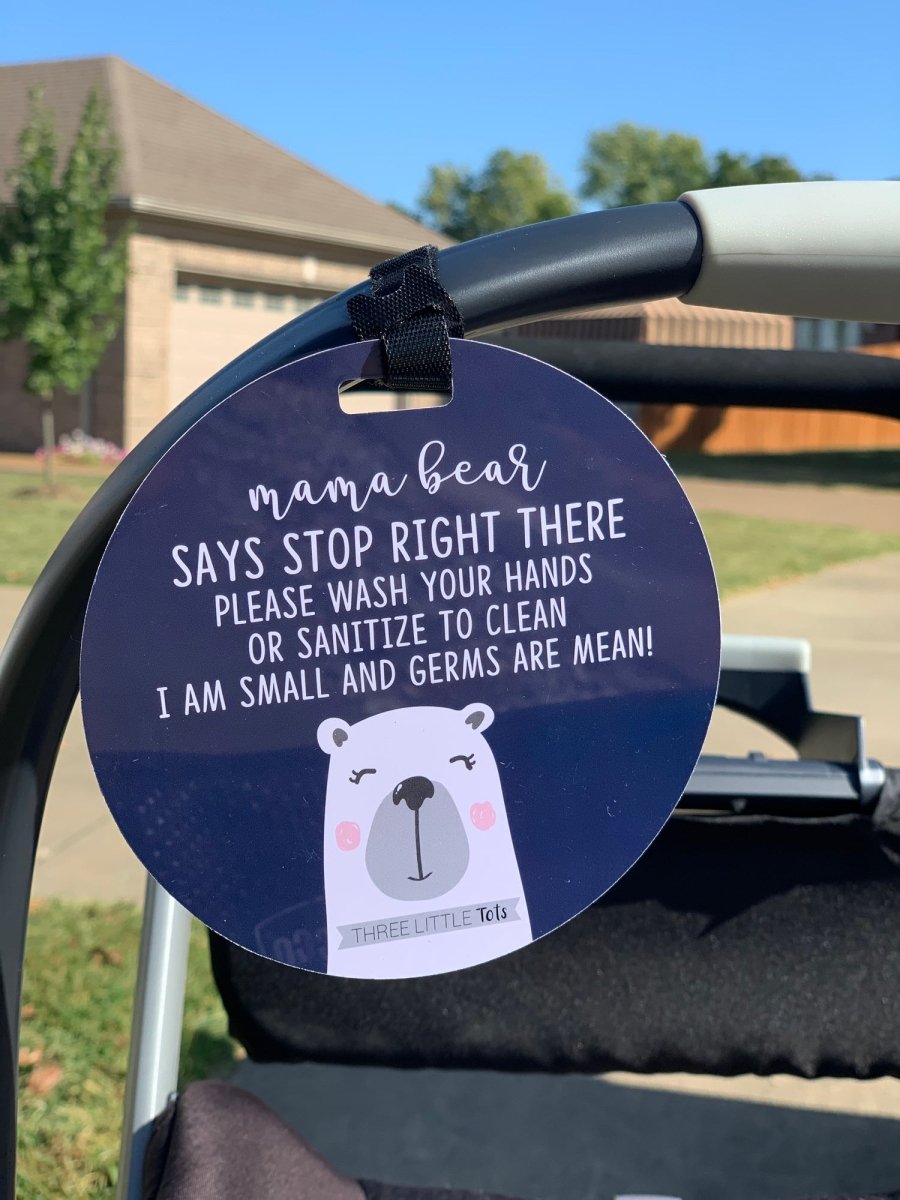 Three Little Tots Mama Bear Please Don't Touch My Baby Car Seat Sign Tag - 