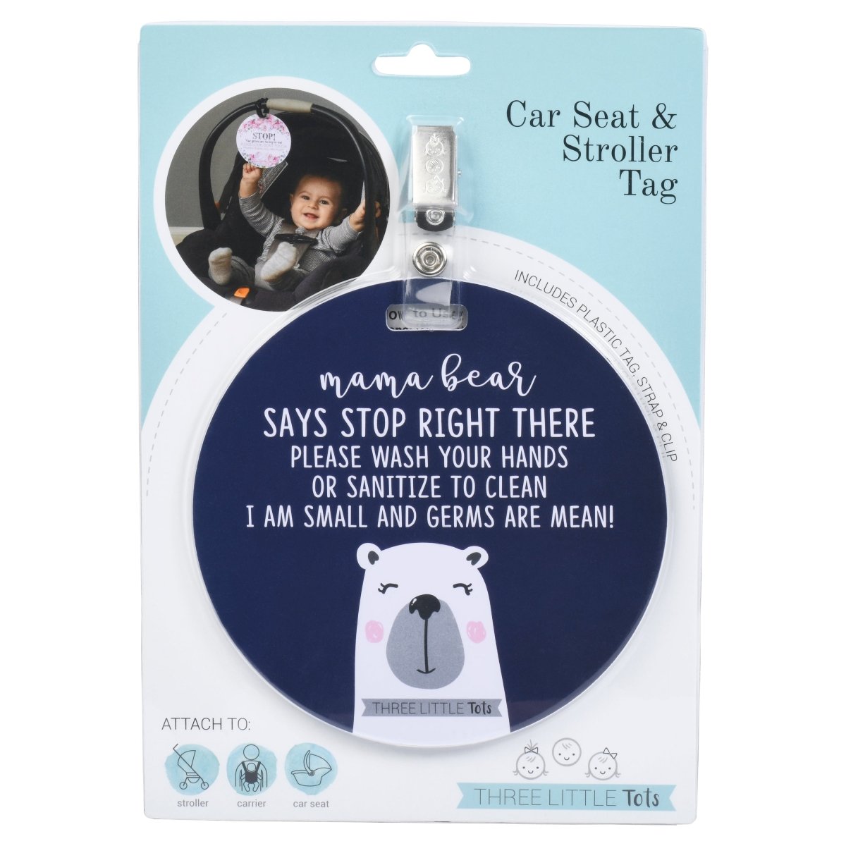 Three Little Tots Mama Bear Please Don't Touch My Baby Car Seat Sign Tag - 